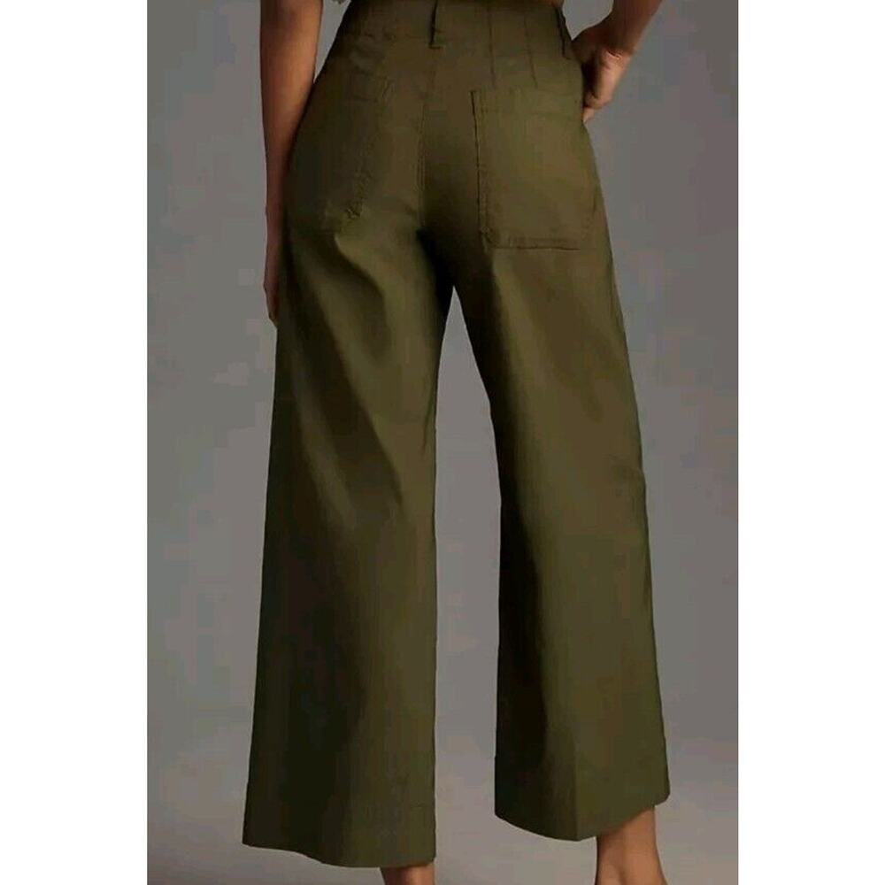 Anthropologie Green High-Waisted Cropped Pants